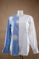 Camicia Legàmi n°3 di colore Gessato Oxford e quadrettato bianco, rose avorio